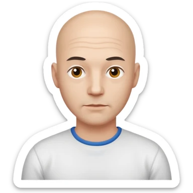 powder white skin bald man shirt sticker