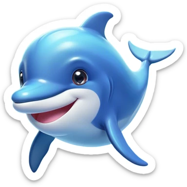 Cinematic Cheeky Dolphin Portrait Emoji, With a playful tilt of its head and a mischievous sparkle in its eyes, showcasing a sleek, shiny body accented by a quirky, animated smile and a cheeky wink, Simplified yet hilariously endearing features, highly detailed, glowing with a vibrant, sassy aquatic glow, high shine, spirited and fun, stylized with an air of quirky marine mischief, soft glowing outline, capturing the essence of a super cute dolphin that looks ready to splash its way into viral fame with playful charm! sticker