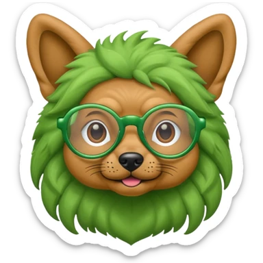alien dog with folded ears green, wearing glassess sticker