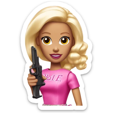 barbie with pink pistol sticker