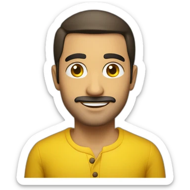 Armenian men with the yellow clothes reading book and looking at camera and smiling  sticker