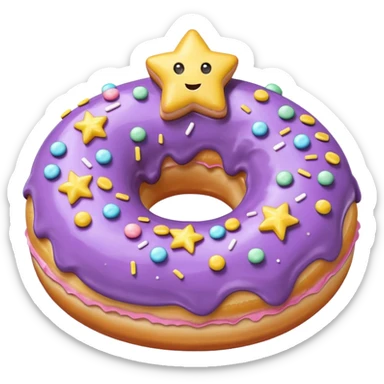 Donut with light purple frosting and pastel star shaped sprinkles sticker