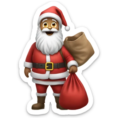 Hyper Realistic Santa waving and holding his sack sticker