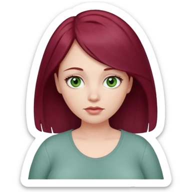 Pale Pregnant woman with burgundy hair and greyish green eyes  sticker