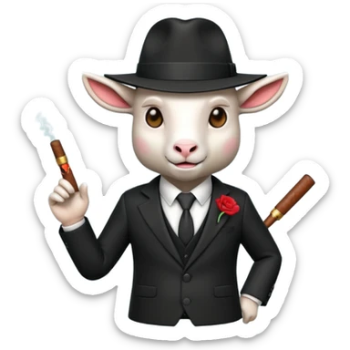 a 3D Goat emoji dressed as a Mafia Boss sticker