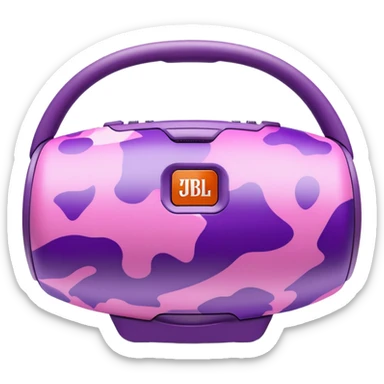 Ultra simple JBL Clip 4 speaker with pink and purple camouflage pattern, iOS emoji style sticker