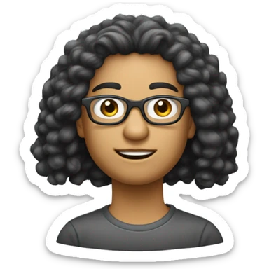 mullher de cabelo longo preto na altura dos ombros, oculos de grau, morea sticker