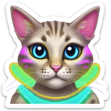 Lisa frank alien cat with antennas ￼ sticker