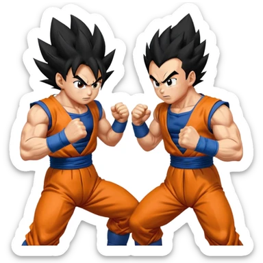 Goku vs Vegeta clashing punching struggling querral fight  sticker