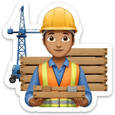 Worker with pallet in port area, import. sticker