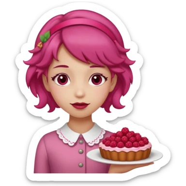 Raspberry torte human girl full body and legs with a raspberry barrette on her hair sticker