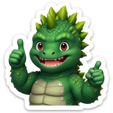 cute godzilla giving a thumbs up sticker