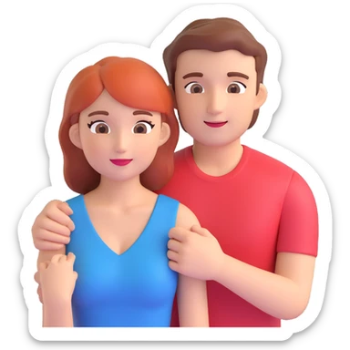 couple posing, close up pose, living room background sticker