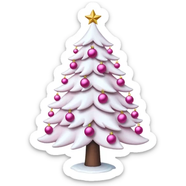 White Christmas tree with pink ornaments sticker