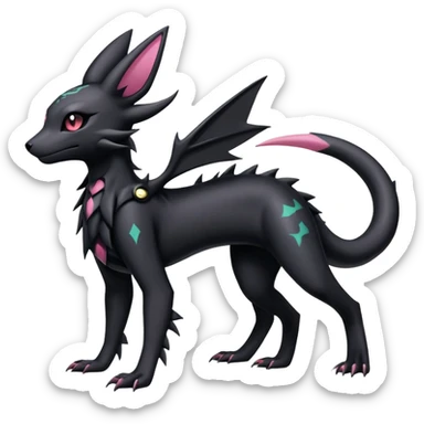 Shiny Dark Edgy Gothic Gloomy Futuristic Salandit-Umbreon-Shaymin-Delcatty-Hybrid (Full body) sticker