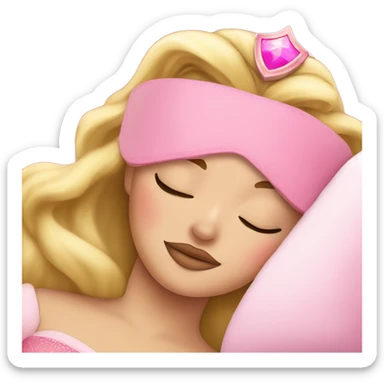 Princess Aurora sleeping with pink sleep eye mask on  sticker