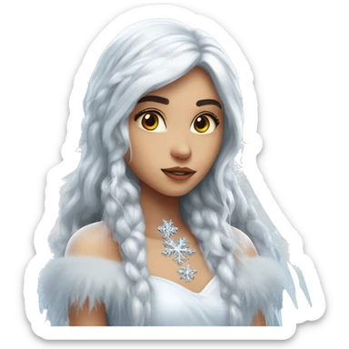 big wings, hood, silver, icy ,snowflake, Beautiful, fairy, long hair sticker