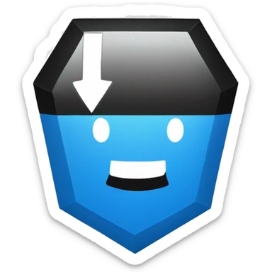 Blue octagonal shape with a black check mark in the middle sticker