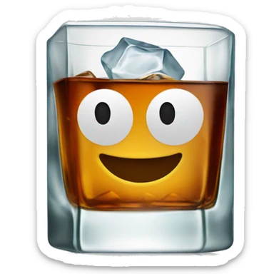 square cold glass with whiskey and icecubes sticker