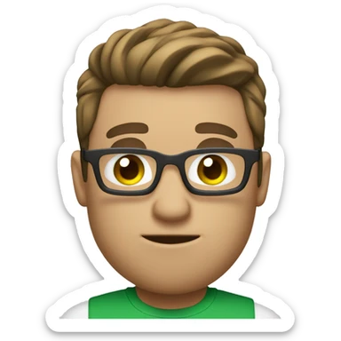 white nerd guy with brown with green t-shirt hair doing weight training sticker