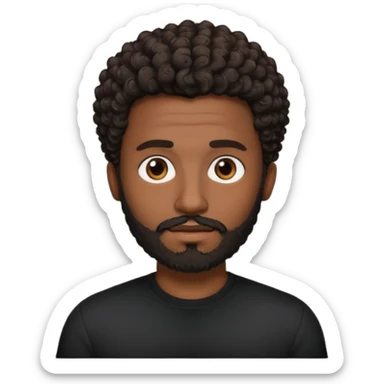 Dark brown skin man with a light beard and a curly   fade haircut with dark brown eyes sticker