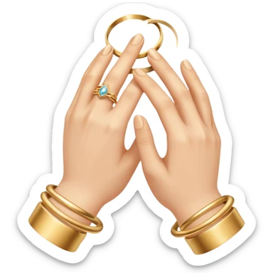 Two hands in a engagement sticker