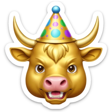 Angry New Year's Eve Dressed Golden Bull Emoji sticker