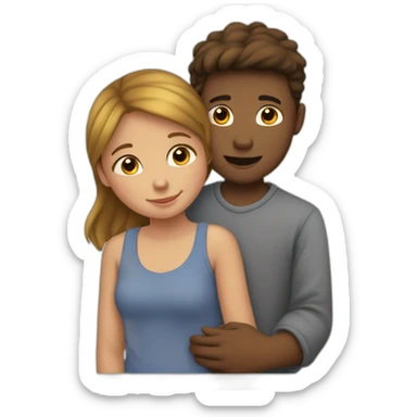 Un garçon et une fille qui se font un calin sticker