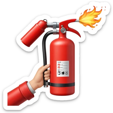 hand holding Fire extinguisher sticker