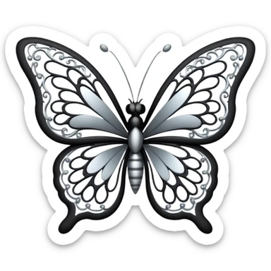 Black and silver filigree butterfly, 3D, extremely detailed design sticker