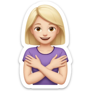 arms crossed holding neck laughing girl sticker