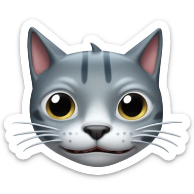 Cat with hammerhead shark coming out of its face sticker