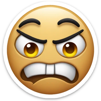 angry face with pleading eyes and hearts around it sticker