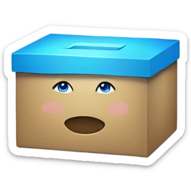 Blue box that says donation insi sticker