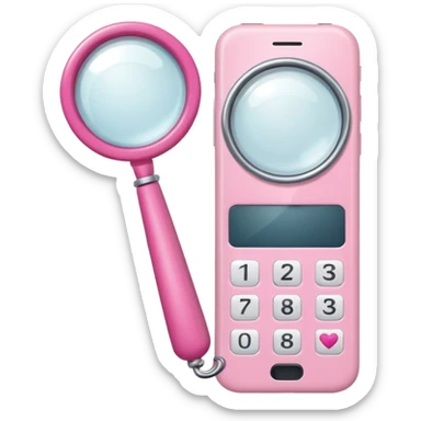 mix light pink dark pink and white girly phone internet with a magnifying glass sticker