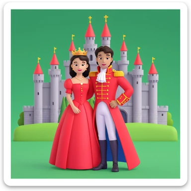 prince in red dress, royal castle background sticker