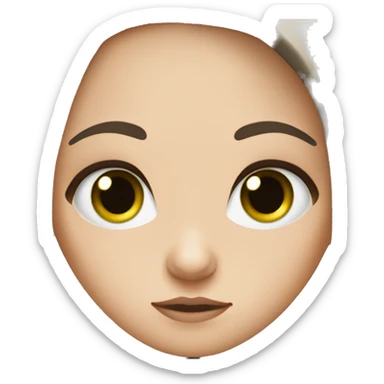 White girl with green eyes and dark brown hair with straight hair in confusion sticker