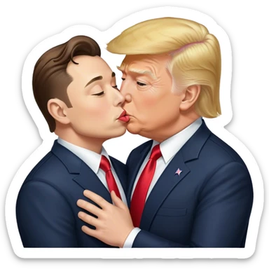 Donald trump kissing Elon musk  sticker