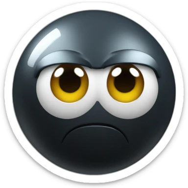 3d sphere with a cartoon obsidian texture with big kind eyes sticker