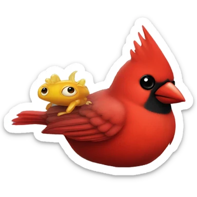 Cardinal cuddling with sea slug sticker