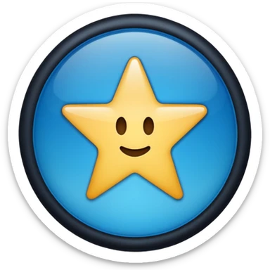 "Create a flat,  emoji featuring a badge or star-like shape with soft, rounded edges. The badge should be split vertically into two gradient shades of blue, bdeeper blue. In the center, place a bold, black checkmark symbol.and clearly recognizable as a verification or approved status icon." sticker