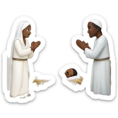nativity scene  with white people sticker