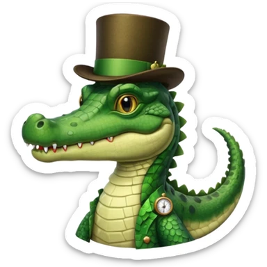 Crocodile with a top hat and monocle sticker