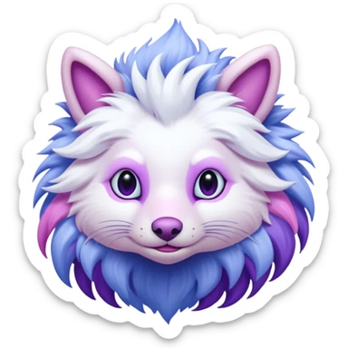 Hyper-realistic pastel wildlife Beautiful Real life wild feral Frosty Albino Shiny White with Violet and Indigo and pink markings Eevee-Liepard-Zangoose-Pokémon-Digimon-Fakémon-fusion-hybrid-creature sticker