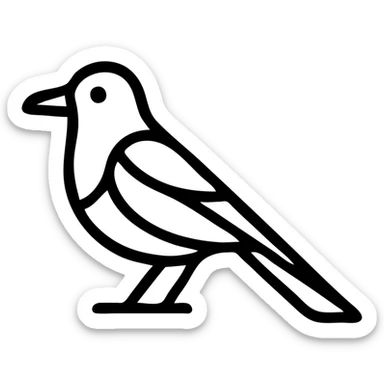 Eurasian magpie, minimalistic icon, simple black and white shapes sticker