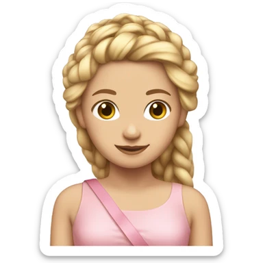  A white girl with braided blonde hair with her soft pink dress and ribbon around her hair sticker