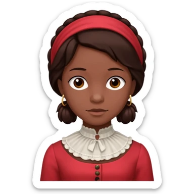 Patsey from 12 Years of Slave with dark brown hair, light red outfit sticker