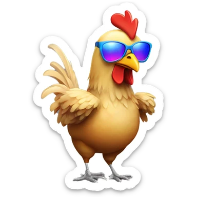 chicken with sunglasses dancing rave lights sticker
