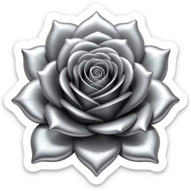metallic gray chrome minimalistic rose sticker