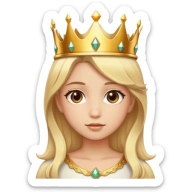 Girl w blonde hair brown eyes and a crown sticker